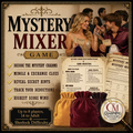 Promotional image of 'Mystery Mixer' game with participants and game components.