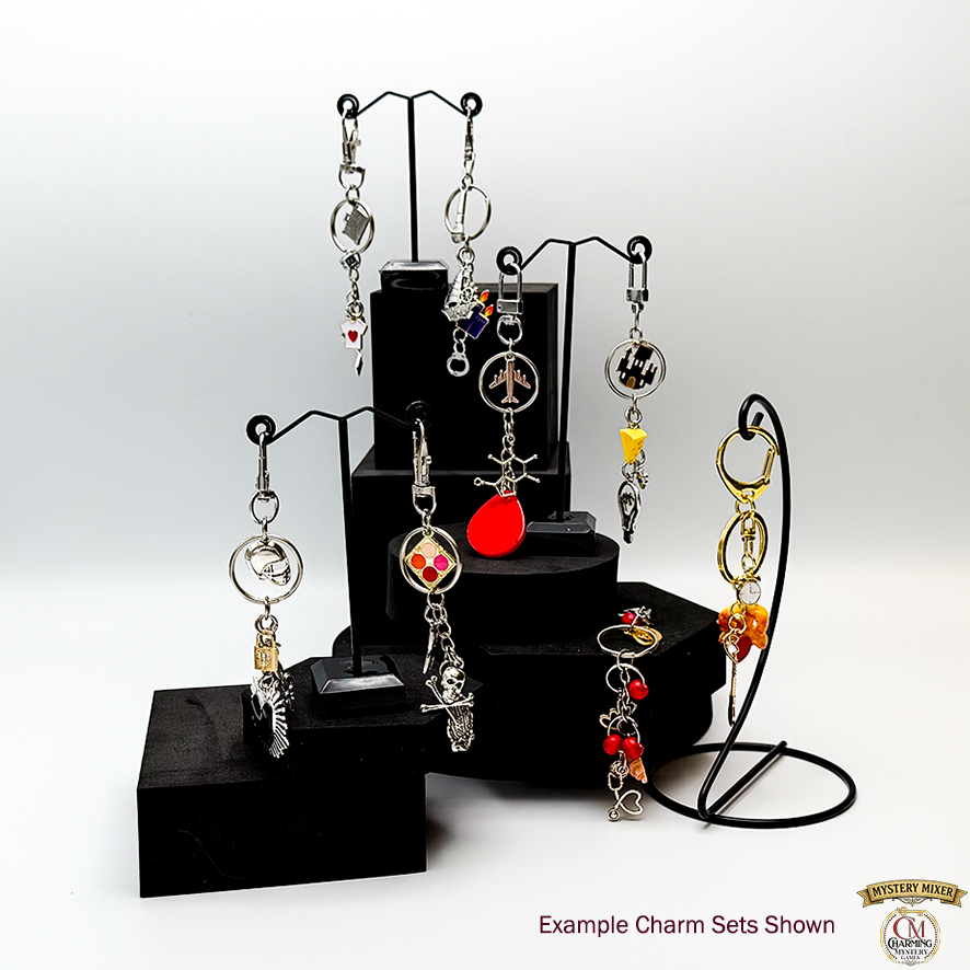 Example charm sets for murder mystery games and mystery mixers