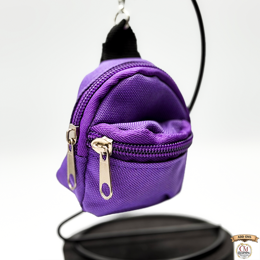 Purple pouch with gold zipper on a white background