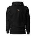 Product mockup for a wearable mystery challenge hoodie in black.