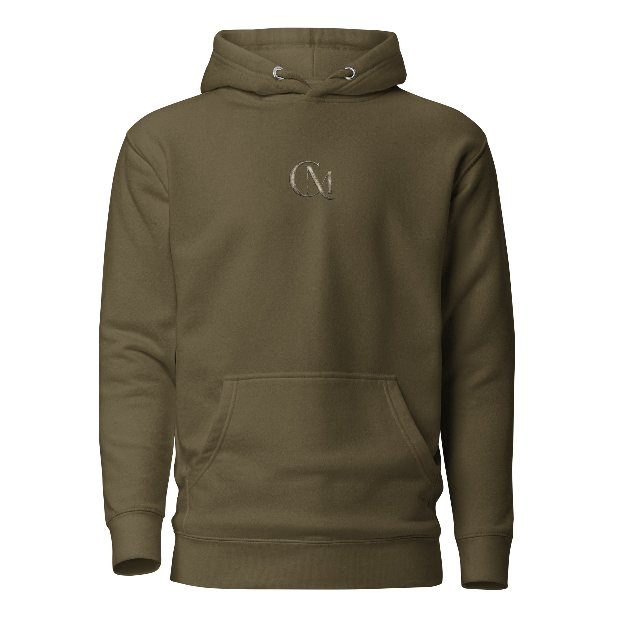 Product mockup for a wearable mystery challenge hoodie in green